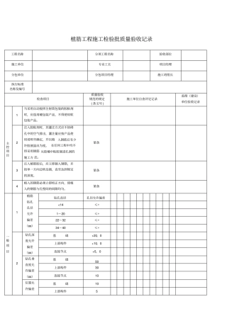 植筋工程施工检验批质量验收记录