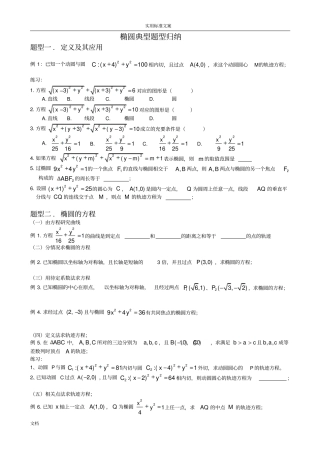椭圆典型题型归纳总结材料