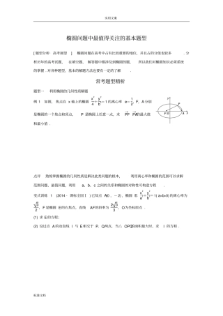 椭圆问题中最值得关注地基本题型