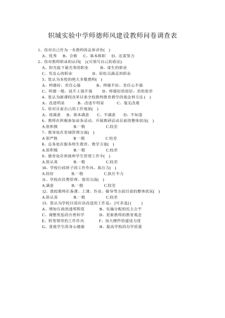 轵城实验中学师德师风建设教师问卷调查表