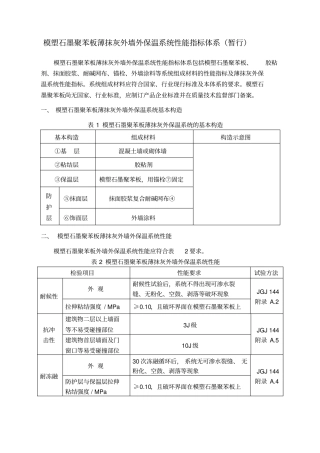 模塑石墨聚苯板薄抹灰外墙外保温系统性能指标体系暂行