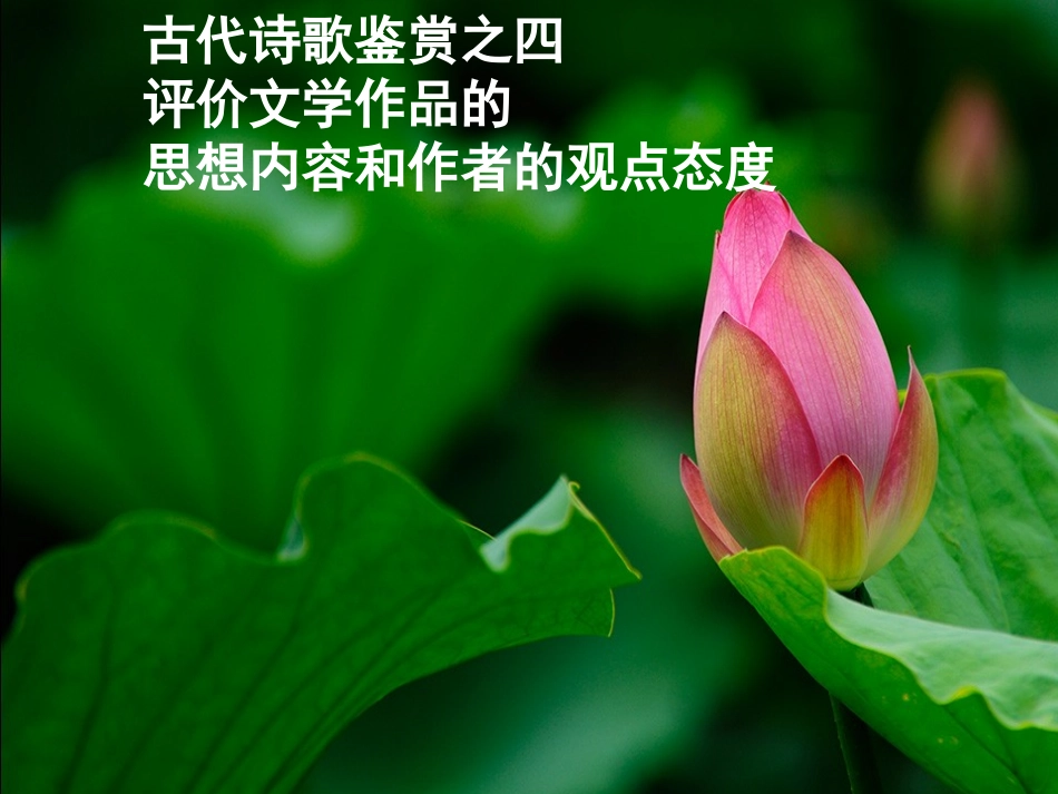 诗歌鉴赏四：评价诗歌的思想内容和作者的观点态度讲稿_第1页