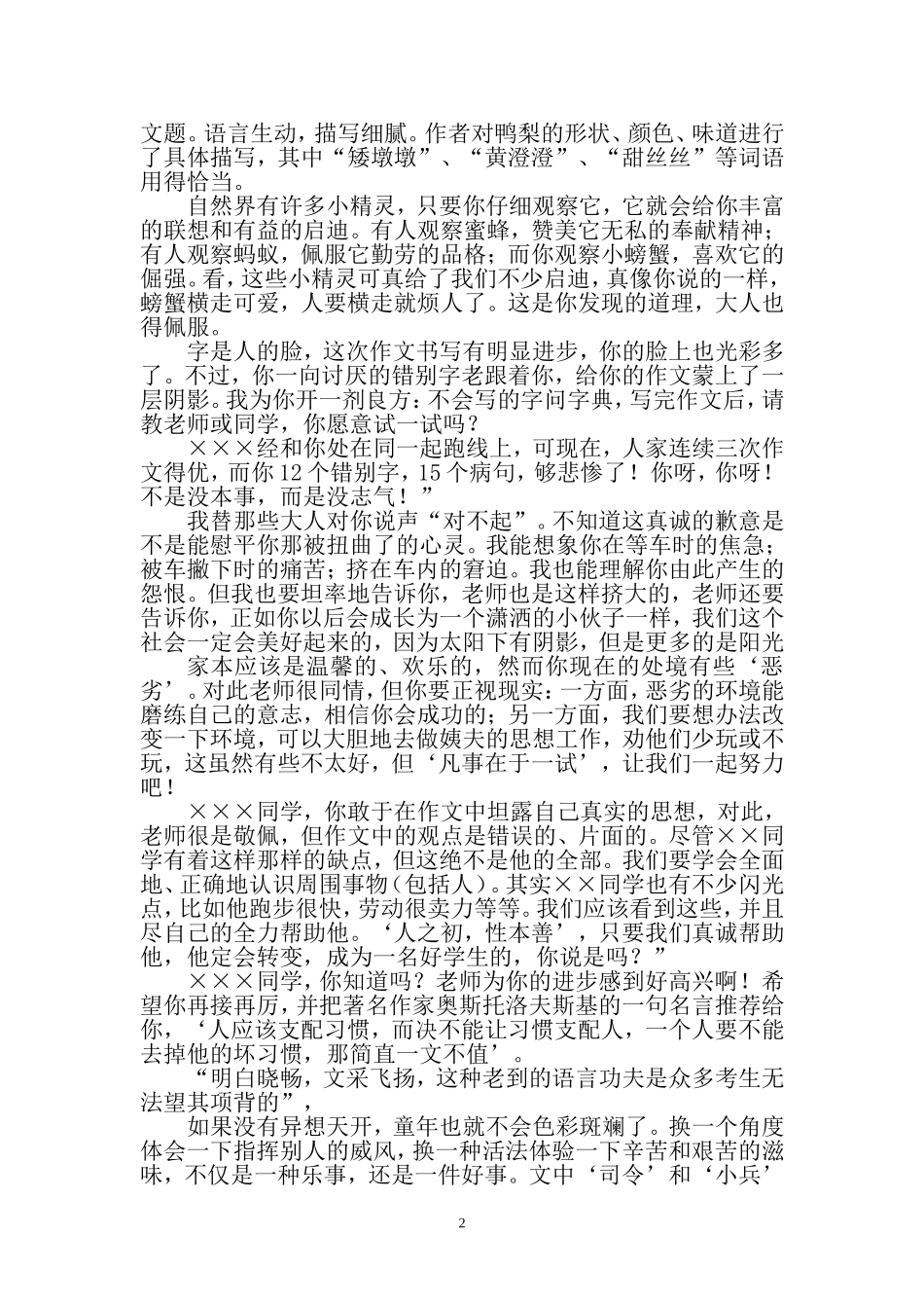 作文评语禄丰县彩云镇小学罗光平_第2页