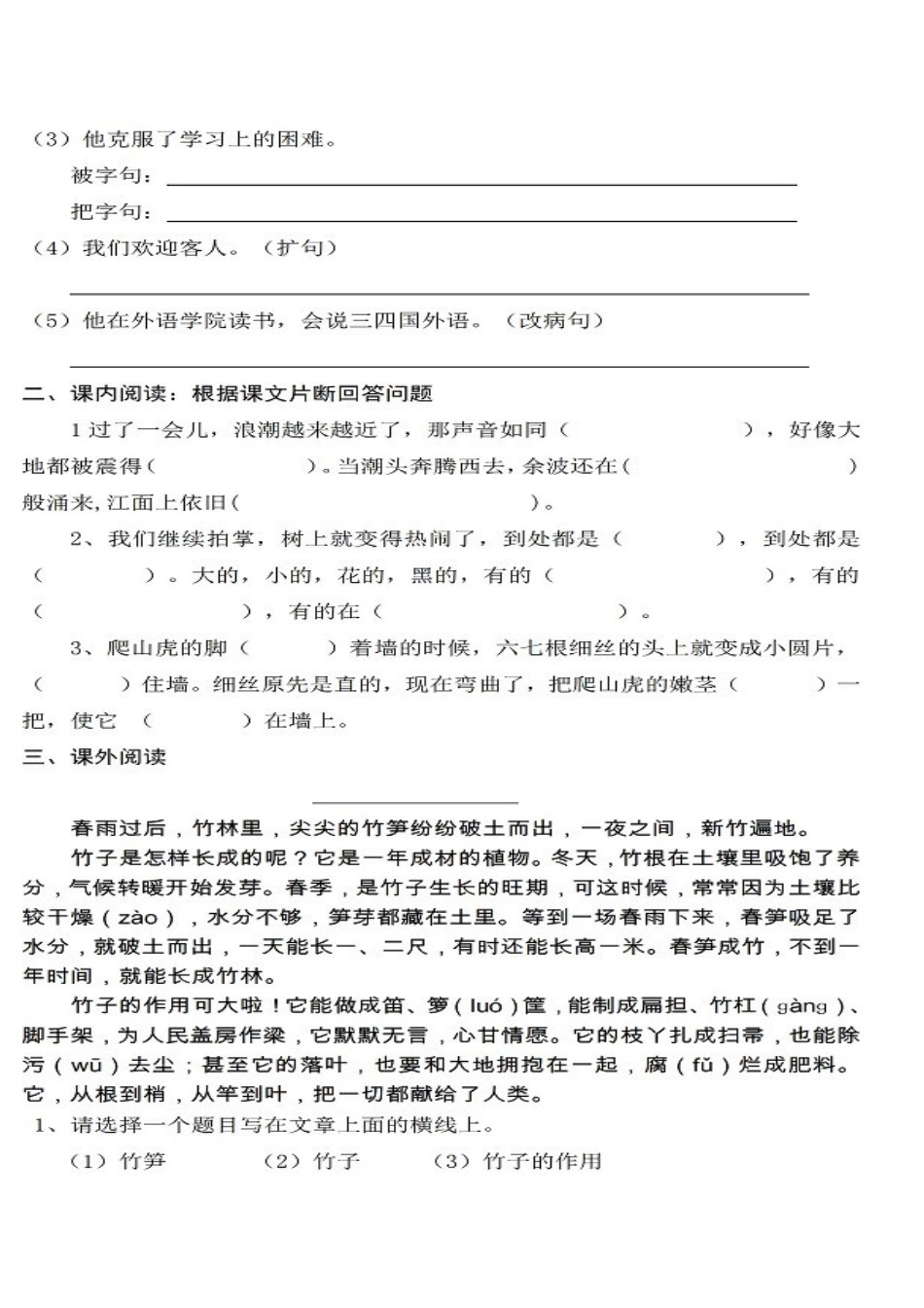 四年级期中考试题_第2页