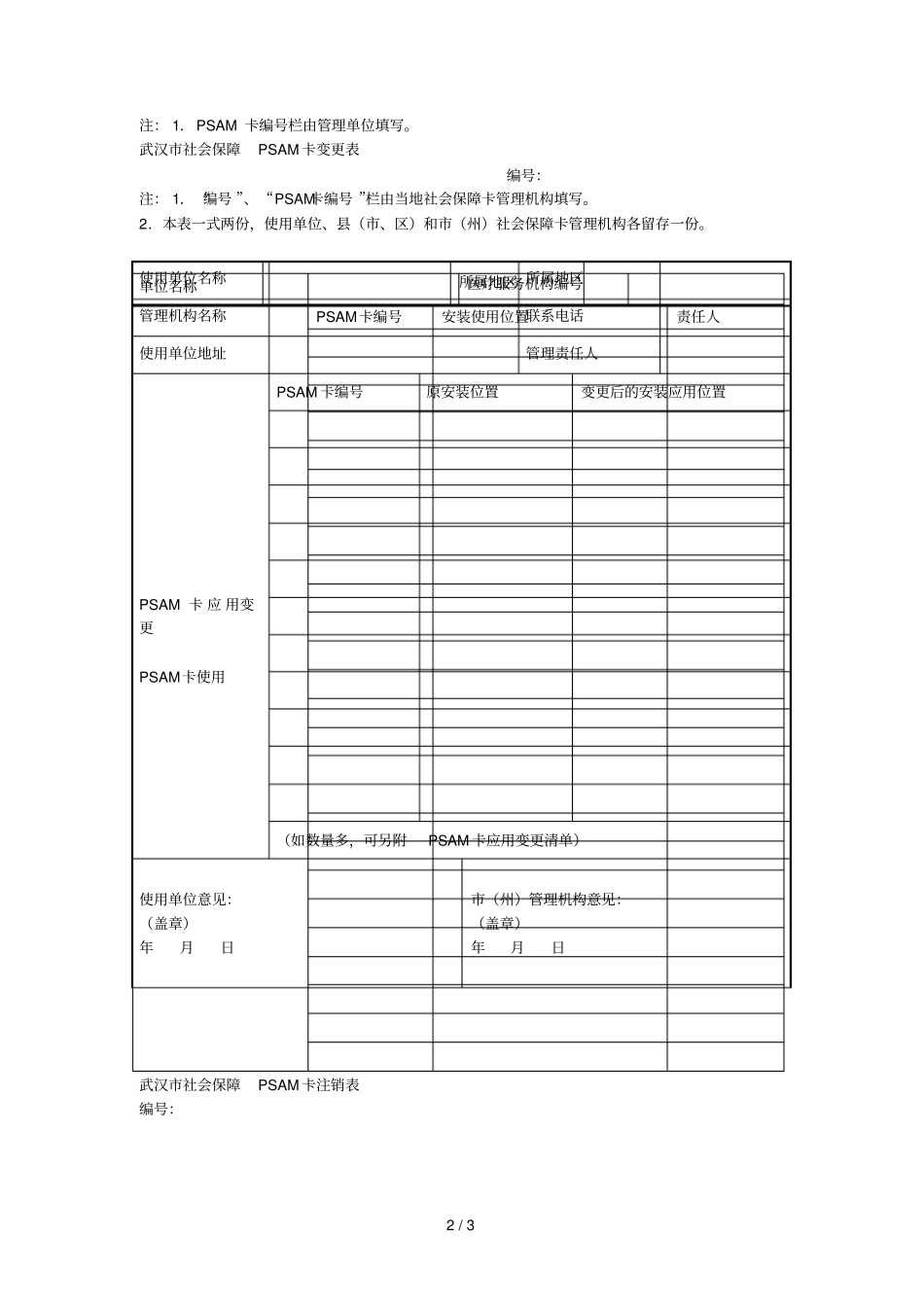 武汉社会保障PSAM卡申请表_第2页