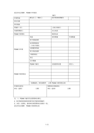 武汉社会保障PSAM卡申请表