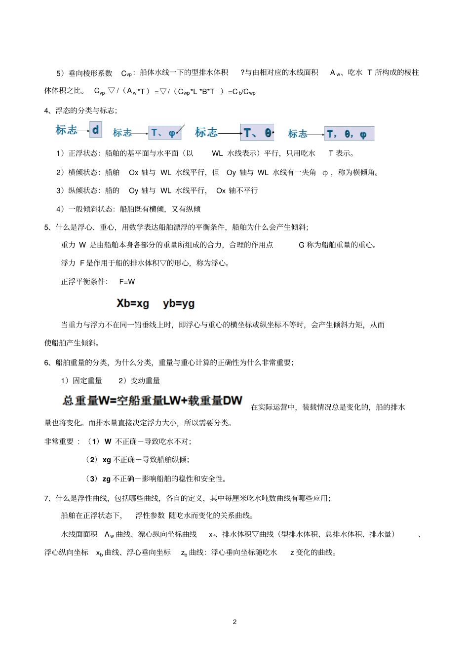 武汉理工大学船舶原理C思考题资料_第2页