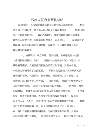 残疾人联合会帮扶总结