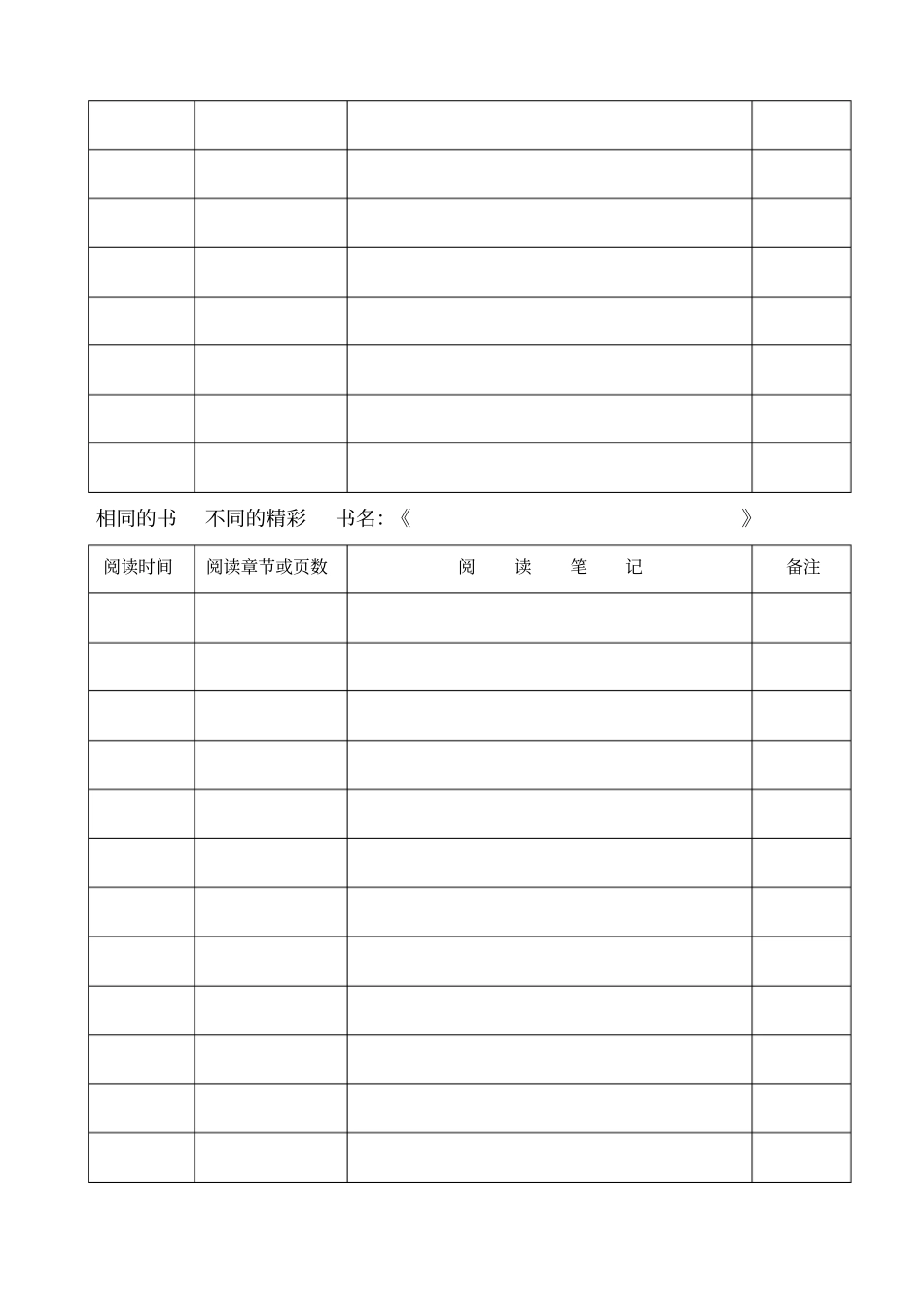 每日阅读记录表_第2页