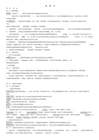 毒理学重点笔记考点