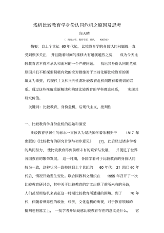 比较教育身份认同危机之原因及应对措施探析分析