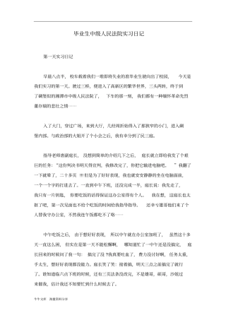 毕业生中级人民法院实习日记