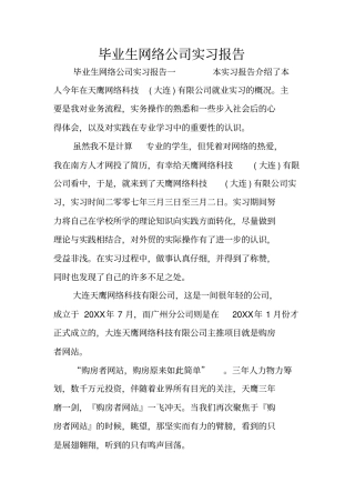毕业生网络公司实习报告