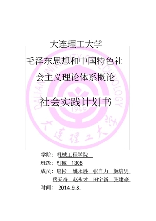 毛概实践报告计划书