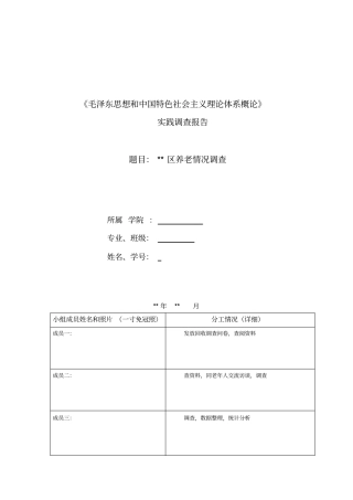 毛概社会实践当地养老情况调查