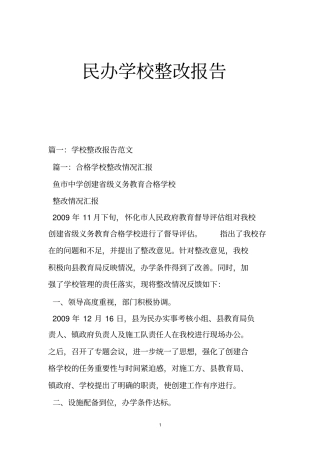 民办学校整改报告
