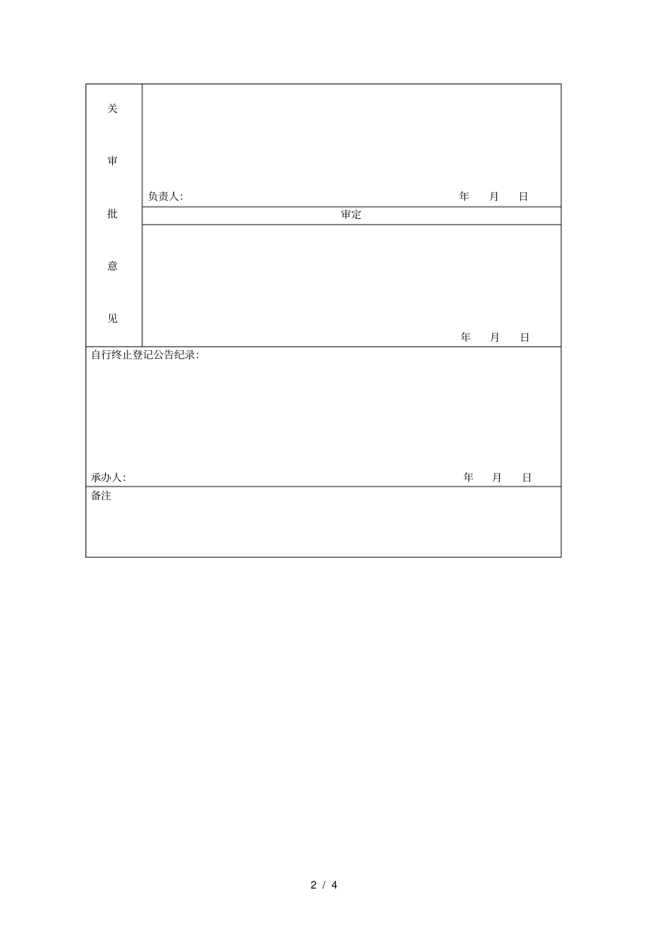 民办职业培训学校自行终止登记表_第2页