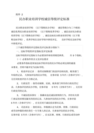 民办职业培训学校诚信等级评定标准-