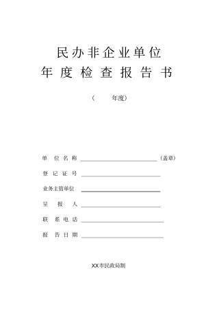 民办非企业单位年检查报告书2012年