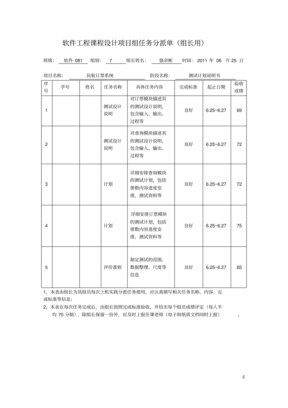 民航客运订票系统测试计划说明书_第2页