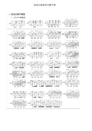 民谣吉他分解与扫弦常用节奏大全六线谱