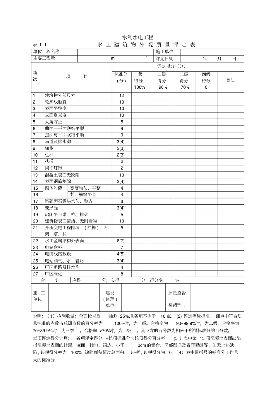 水利水电工程施工质量评定表_第3页