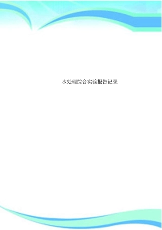 水处理综合试验报告记录
