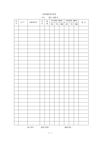 水泥质量检查月报表