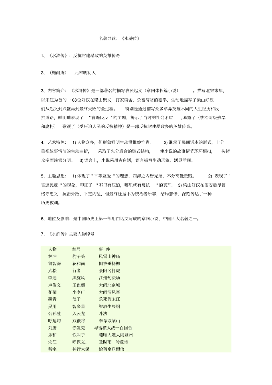 水浒传中考复习题资料_第1页