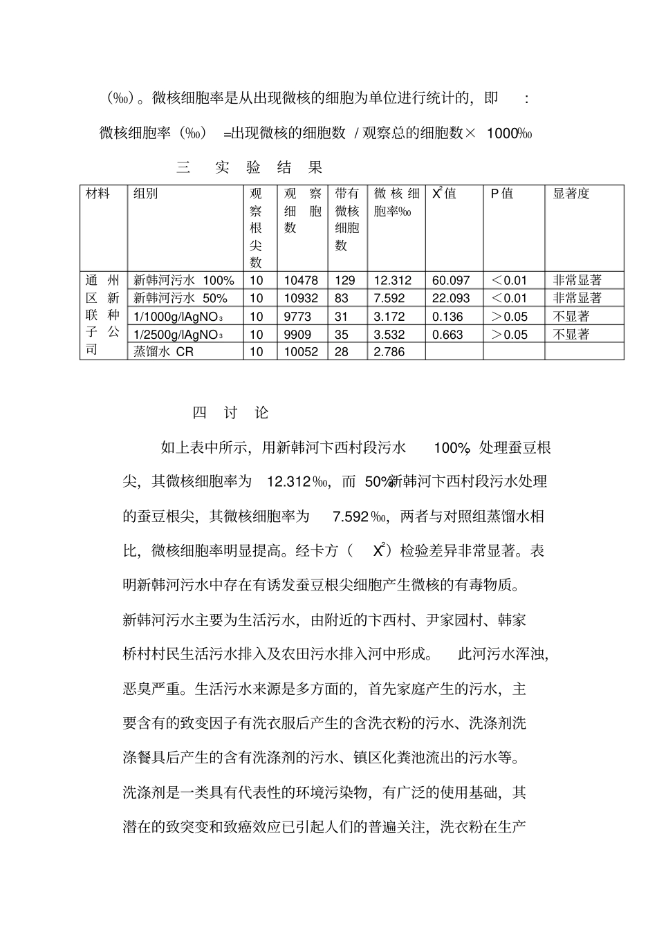 水质污染对蚕豆根尖细胞微核的影响_第3页