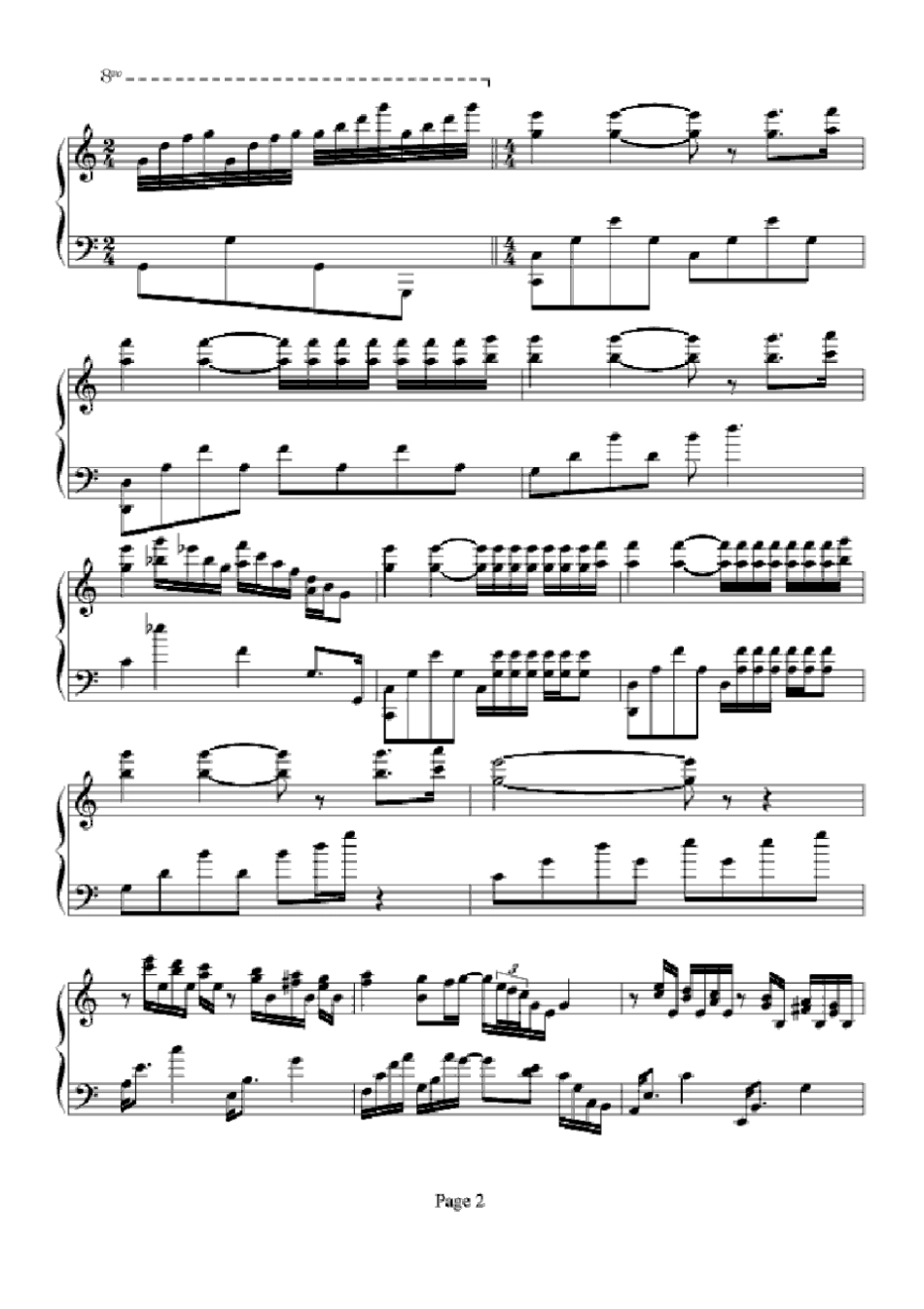 水边的阿狄丽娜——钢琴谱_第2页