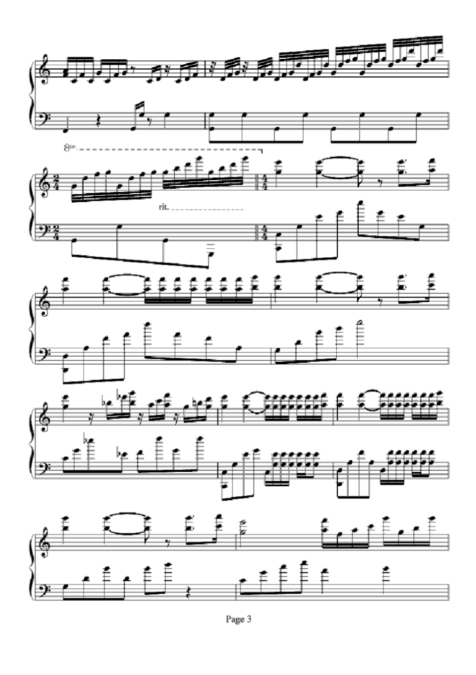 水边的阿狄丽娜——钢琴谱_第3页