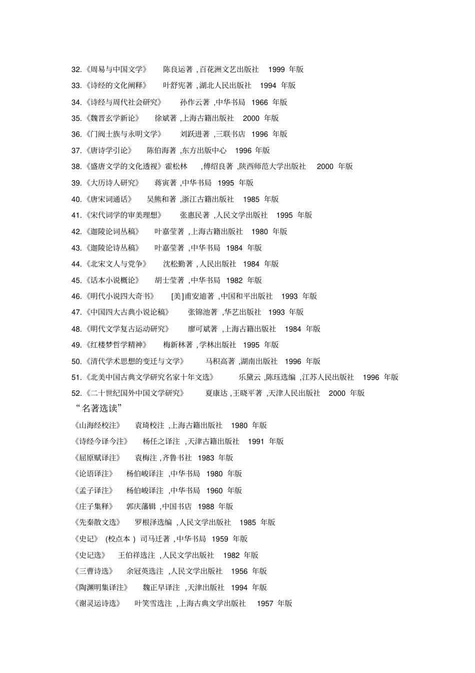 汉语言文学专业必读书目_第2页