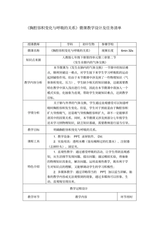 汕头龙湖试验中学_彭绚娴_生物_初中_胸腔容积变化与呼吸的关系_微课设计说明