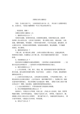 汛期安全的主题班会