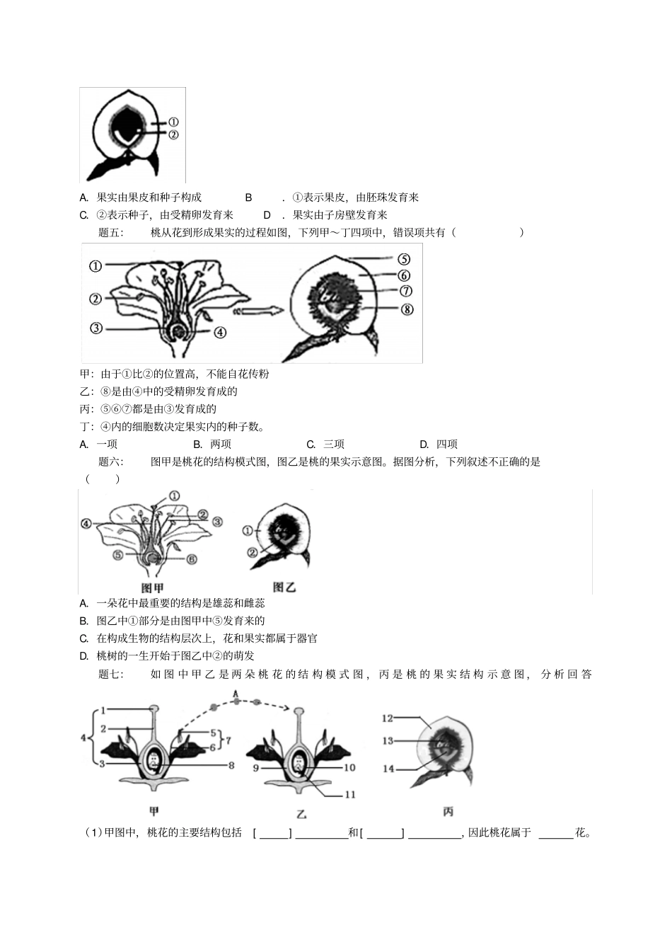 江苏七年级生物上册第14讲开花和结果下练习苏教版_第2页