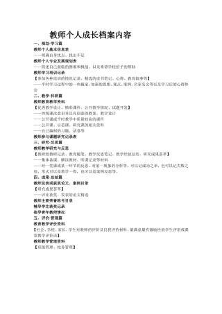 教师个人成长档案要点