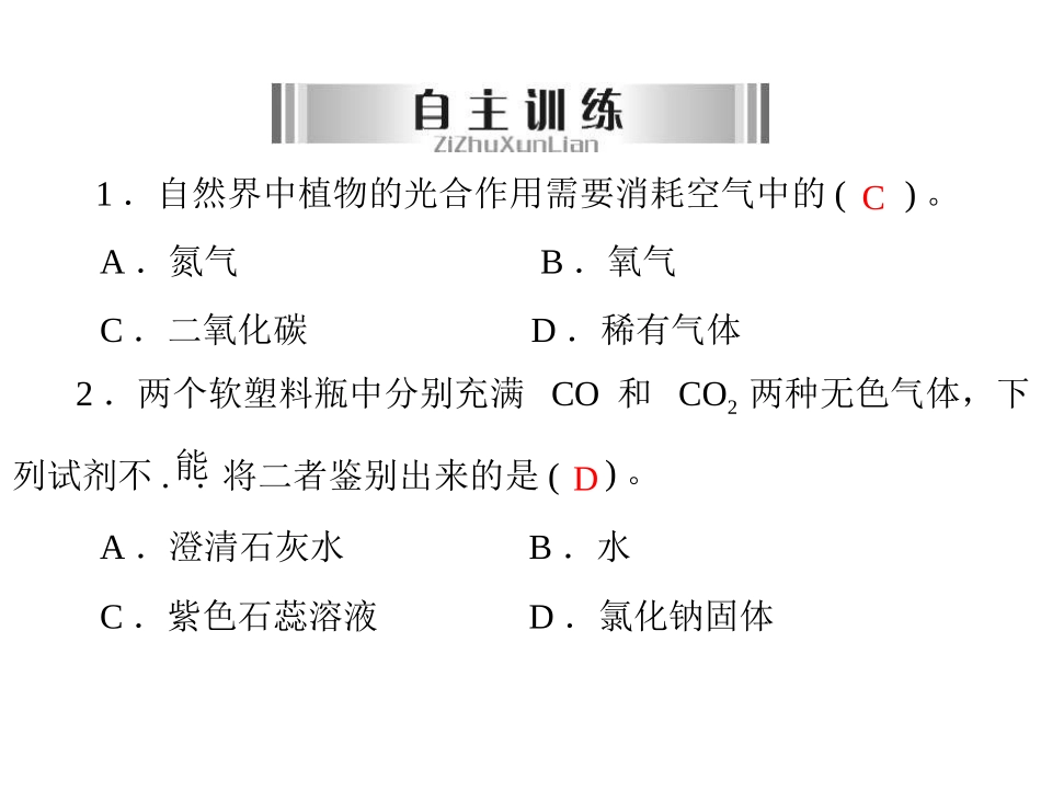 2013粤教版中考化学第13讲《二氧化碳》复习课件_第2页