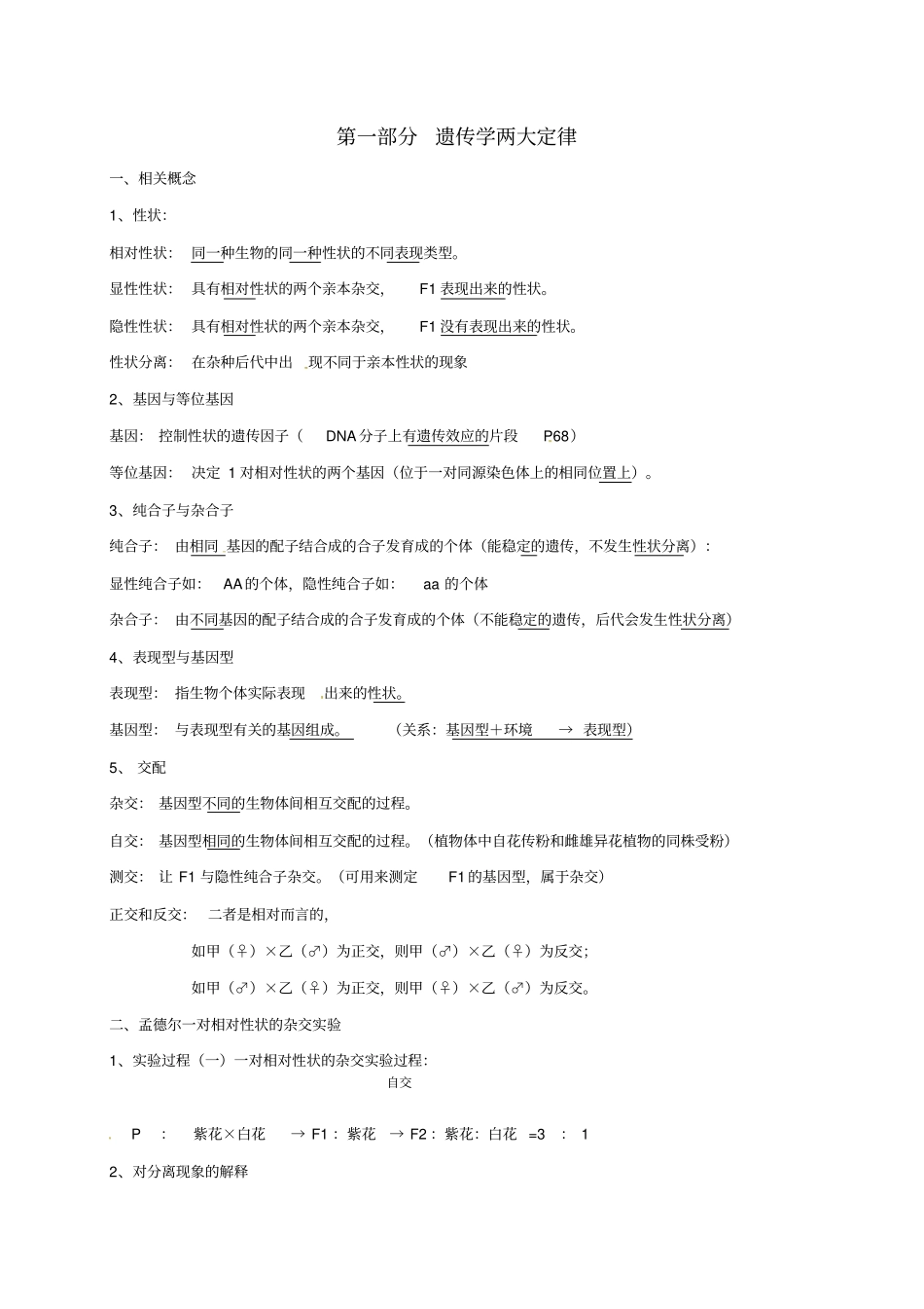 江苏徐州高考生物总复习专题四生物的遗传遗传学两大定律_第1页