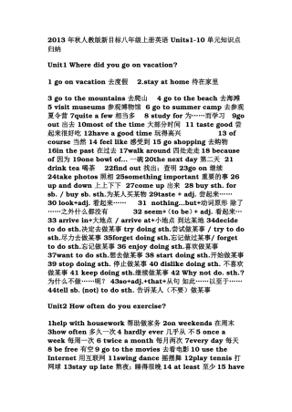 2013年秋人教版新目标八年级上册英语Units1