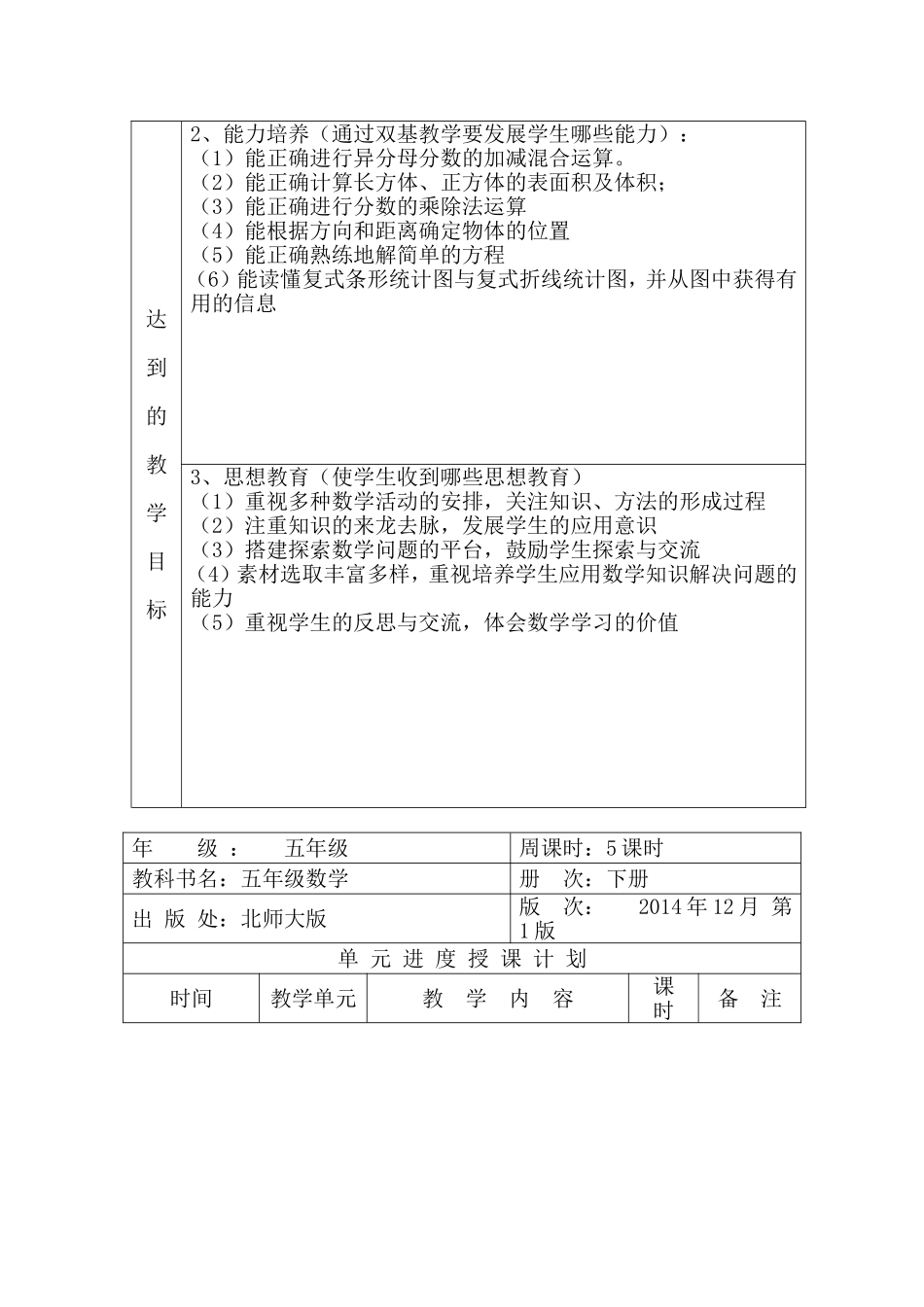 五数下教学工作计划_第3页