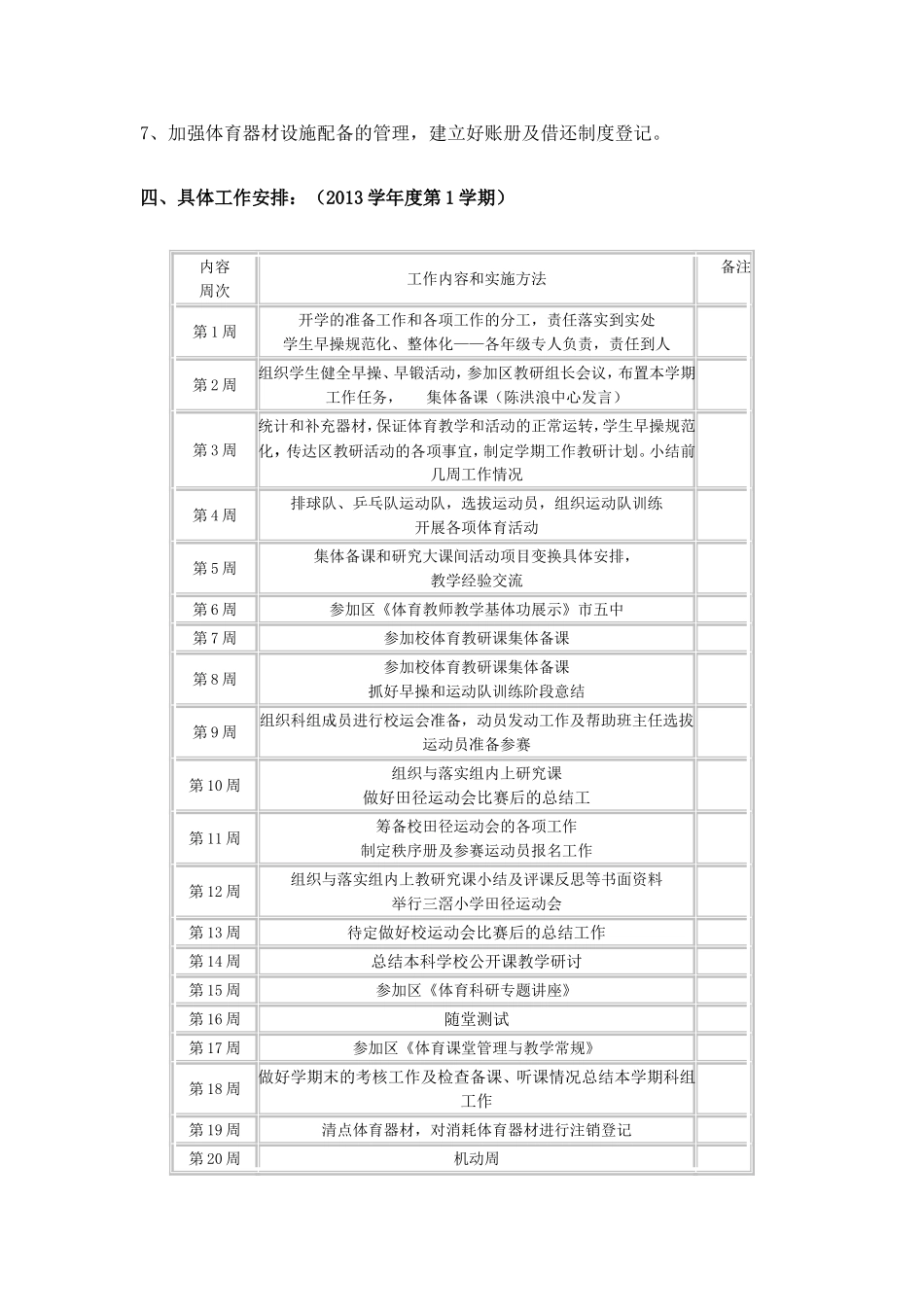 体育学科工作计划2013年第一学期_第3页