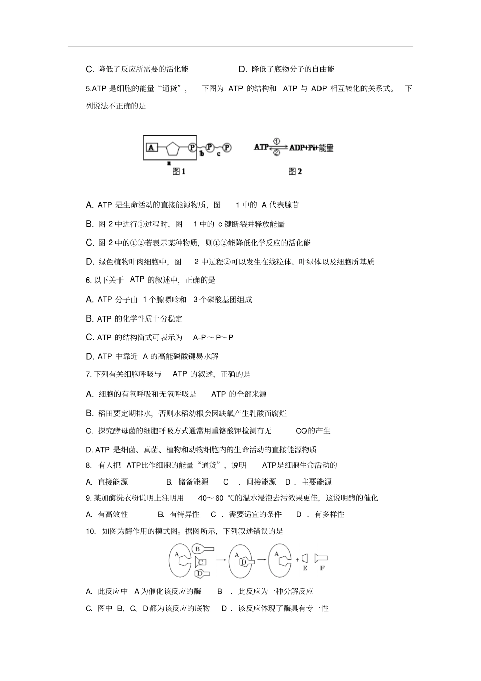 江苏海安高级中学高一12月月考生物试题含答案_第2页