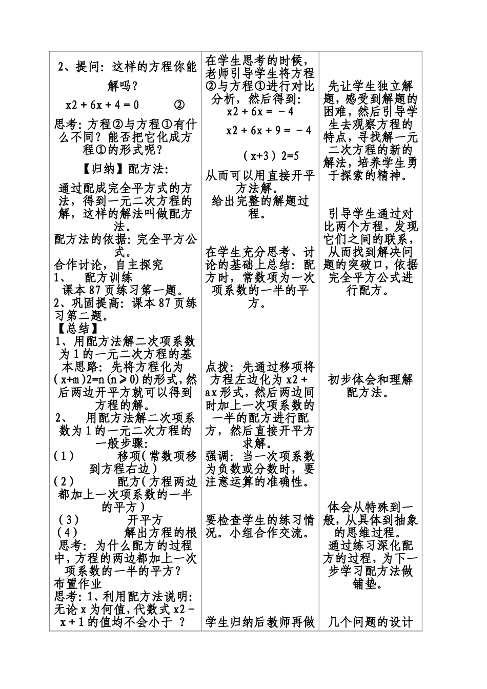 一元二次方程的解法（配方法）教学设计_第2页