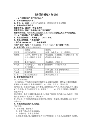 《秦国的崛起》知识点