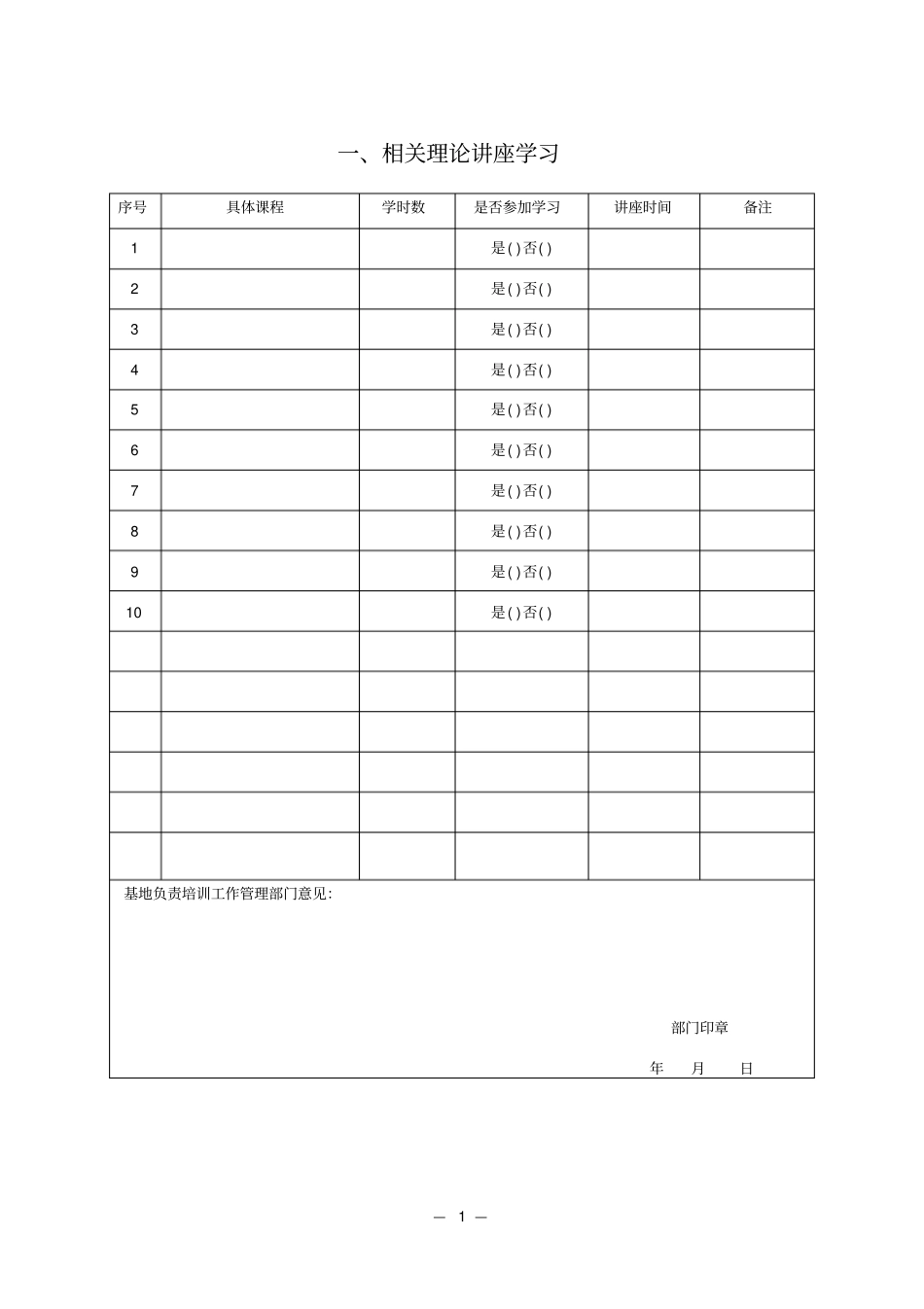 江苏社区卫生机构全科医生转岗培训登记手册正文_第1页