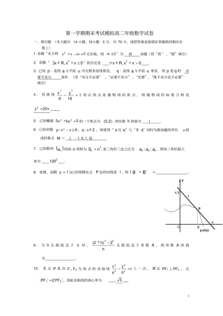 江苏连云港-高二数学上学期期末模拟试题苏教版
