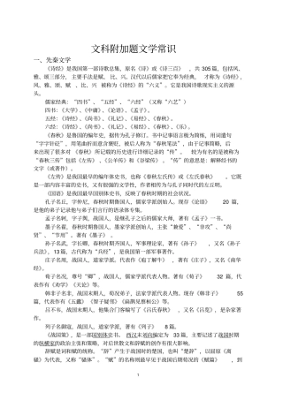 江苏高考附加题文学常识