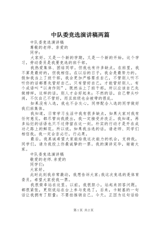 中队委竞选演讲两篇