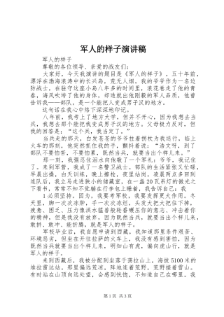 军人的样子演讲稿范文